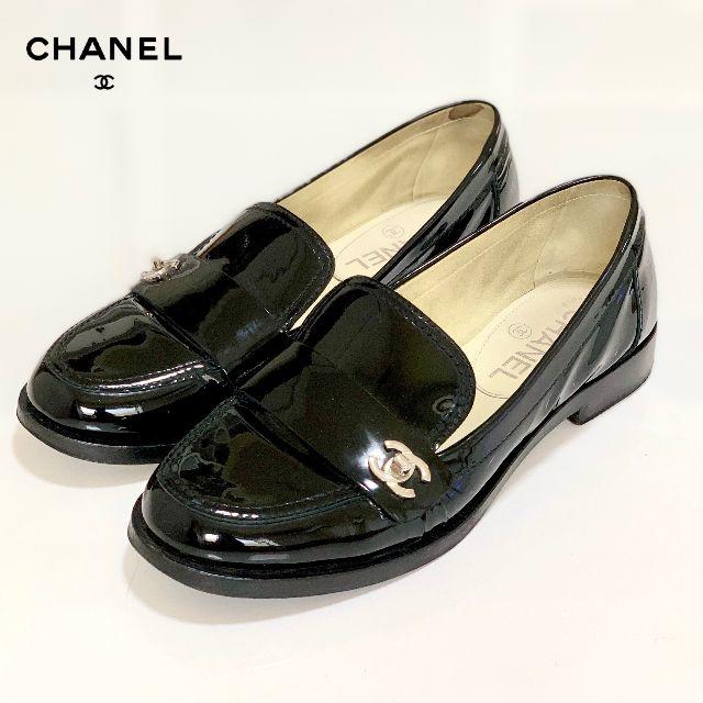 1644 シャネル パテント ココマーク ローファー 黒CHANEL