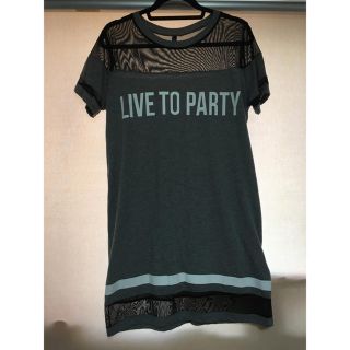 エイチアンドエム(H&M)のシースルー切り替えTシャツワンピース(Tシャツ(半袖/袖なし))