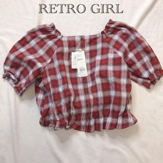 レトロガール(RETRO GIRL)のショート⭐︎チェック⭐︎ブラウス トップス⭐︎新品(シャツ/ブラウス(半袖/袖なし))