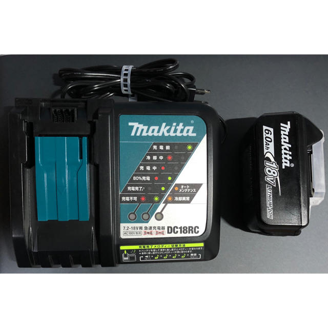 Makita(マキタ)のマキタ純正　18V（6.0Ah）バッテリー＆急速充電器セット スマホ/家電/カメラのスマートフォン/携帯電話(バッテリー/充電器)の商品写真