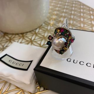 グッチ(Gucci)のGUCCI グッチ 指輪 パール ラインストーン 未使用 箱付き(リング(指輪))