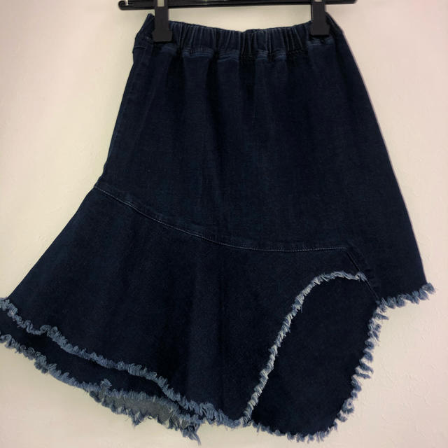 韓国子供服　フリンジデニムスカート　140 キッズ/ベビー/マタニティのキッズ服女の子用(90cm~)(スカート)の商品写真