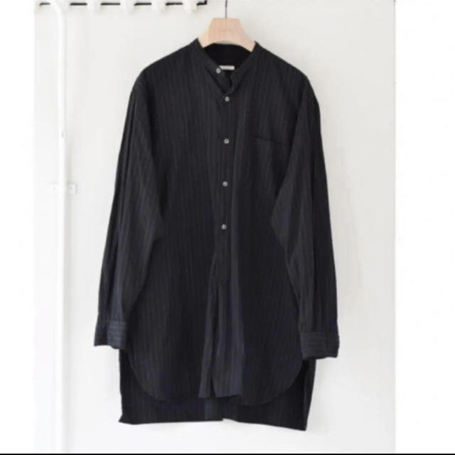 19aw comoli バンドカラーシャツ チョークストライプ ブラック - www ...