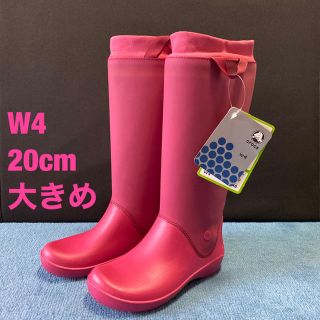 クロックス(crocs)の【新品・未使用】CROCS クロックス レインブーツ ピンク W4 (20cm)(長靴/レインシューズ)