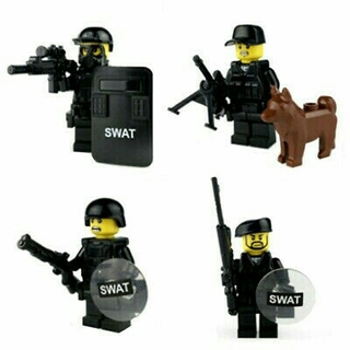 レゴ互換　ミニフィギュア　ミニフィグ　SWAT 4体セット(積み木/ブロック)