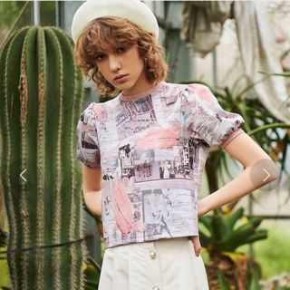 エイミーイストワール(eimy istoire)のeimyistoire  Paris art パフスリーブ Tシャツ(Tシャツ/カットソー(半袖/袖なし))