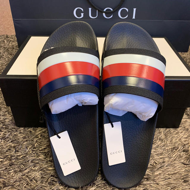 新品 グッチ GUCCI バイアデラ ストライプ リネンサンダル 8 bckediri
