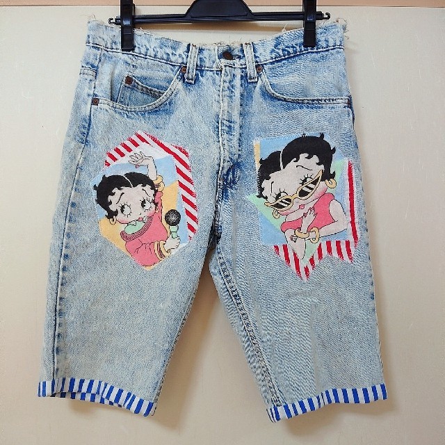 ベティちゃん デニム⭐ヴィンテージ,,90s,80s,ワッペン,パンツ ワンピース専門店 Gジャン デニム ジーンズ 古着 ベティーちゃん ビンテージ デニムジャケット Gジャン/デニムジャケット