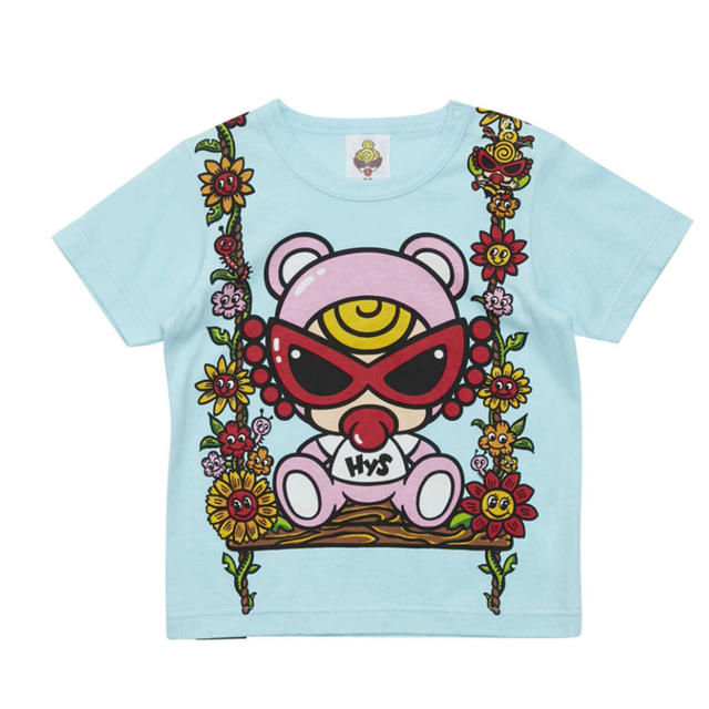 TEDDY MINI＆FLOWERプリント 半袖BIGTシャツ90