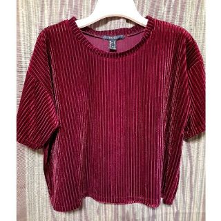 フォーエバートゥエンティーワン(FOREVER 21)のeliさま専用◆ボルドーカラー♪ストライプ風のカットソー トップス◆L～XL(カットソー(半袖/袖なし))