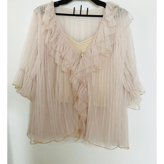 Lochie(ロキエ)のivory sheer pleats blouse レディースのトップス(シャツ/ブラウス(半袖/袖なし))の商品写真