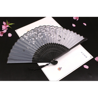 桜花柄 扇 和風 和装 シルク 花柄 レディース おしゃれ 華やか 防暑 扇(日用品/生活雑貨)