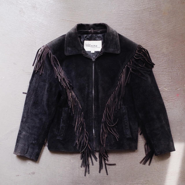 Vintage 70's Fringe suede jacket / Black