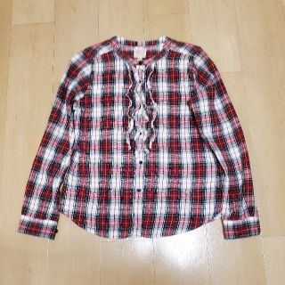 ユニクロ(UNIQLO)の美品❗ ユニクロ ネルシャツ L サイズ フリル チェック(シャツ/ブラウス(長袖/七分))