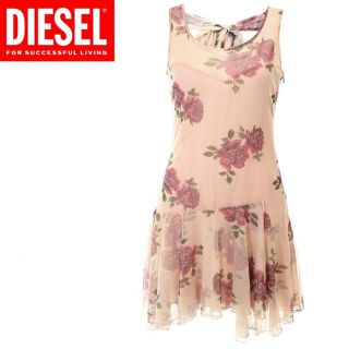 ディーゼル(DIESEL)のDIESEL ディーゼル 花柄 シフォン レース ノースリーブ ミニワンピース(ミニワンピース)