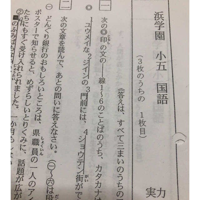 浜学園　小5年国語　マスターコース1年分復習テスト&春期講習&夏期講習　中学受験