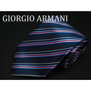 ジョルジオアルマーニ(GIORGIO ARMANI)の【極美品】GIORGIO ARMANI ストライプ柄 紺 赤 白(ネクタイ)
