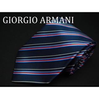 ジョルジオアルマーニ(Giorgio Armani)の【極美品】GIORGIO ARMANI ストライプ柄 紺 赤 白(ネクタイ)