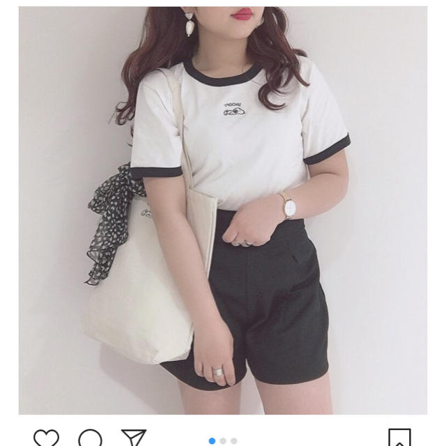 heather(ヘザー)のヘザー　heather スヌーピー　リンガー Tシャツ レディースのトップス(Tシャツ(半袖/袖なし))の商品写真