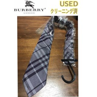 バーバリー(BURBERRY)のBurberryLondon パープル×グレー　チェック柄ネクタイ　USED(ネクタイ)