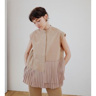 CLANE PLEAT LAYER N/S SHIRT (シャツ/ブラウス(半袖/袖なし))