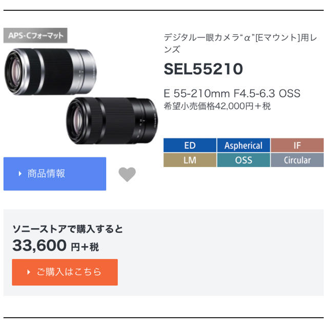 新品未使用】ソニー望遠レンズE55-210mm F4.5-6.3 OSS