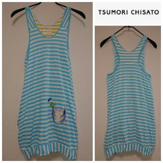 ツモリチサト(TSUMORI CHISATO)のツモリチサト レーヨン混 ボーダー サマー ワンピース チュニック(ミニワンピース)