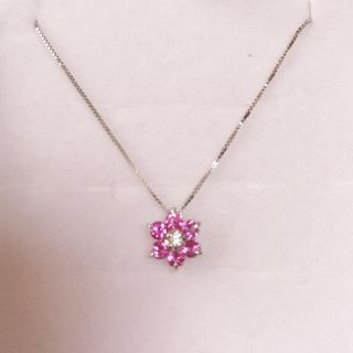 ジュエリーツツミ(JEWELRY TSUTSUMI)のK10 ホワイトゴールド　ピンクトルマリン　ネックレス (ネックレス)