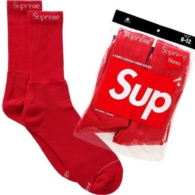 Supreme(シュプリーム)の【新品未使用】Supreme/Hanes ソックス 赤 1足 メンズのレッグウェア(ソックス)の商品写真