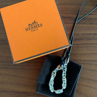 HERMES - HERMÈS シェーヌダンクル シルバー&レザーネックレスの HERMES - HERMÈS シェーヌダンクル シルバー&レザーネックレスの