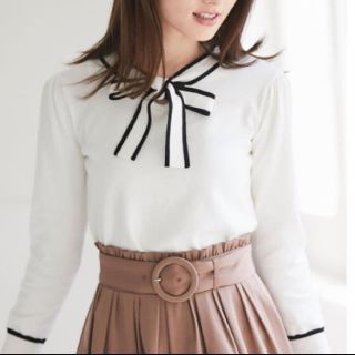 トッコ(tocco)の♡大人気　tocco closetバイカラーボウタイリボン令嬢ニットプルオーバー(ニット/セーター)