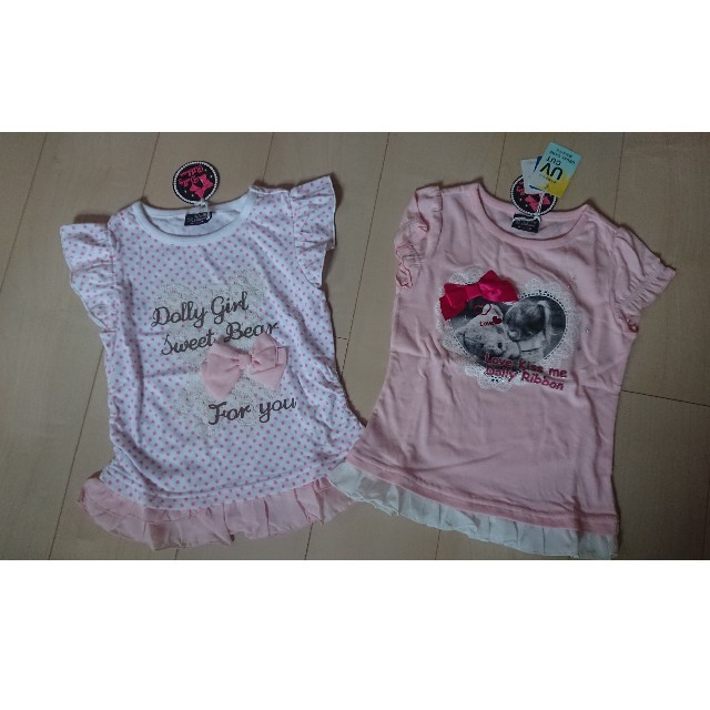 女の子 Tシャツ2枚セット 120cm 新品未使用 タグつき キッズ/ベビー/マタニティのキッズ服女の子用(90cm~)(Tシャツ/カットソー)の商品写真