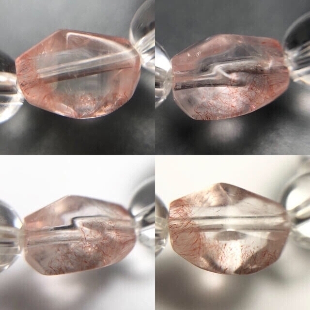 ストロベリークォーツ&天然水晶 ブレスレット カザフスタン産苺水晶