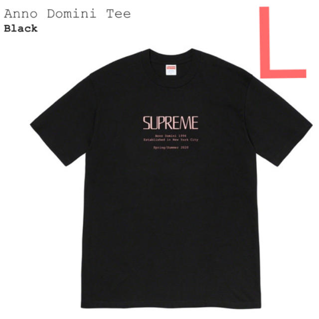 Supreme 2020SS Anno Domini Tee シュプリーム アノドミニTシャツ 半袖カットソー ロゴプリント ブラック サイズL【230709】【新古品】【me04】