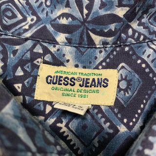 ゲス Guess JEANS 総柄 オープンカラー レーヨン ハワイアンアロハシャツ メンズXL /eaa338662