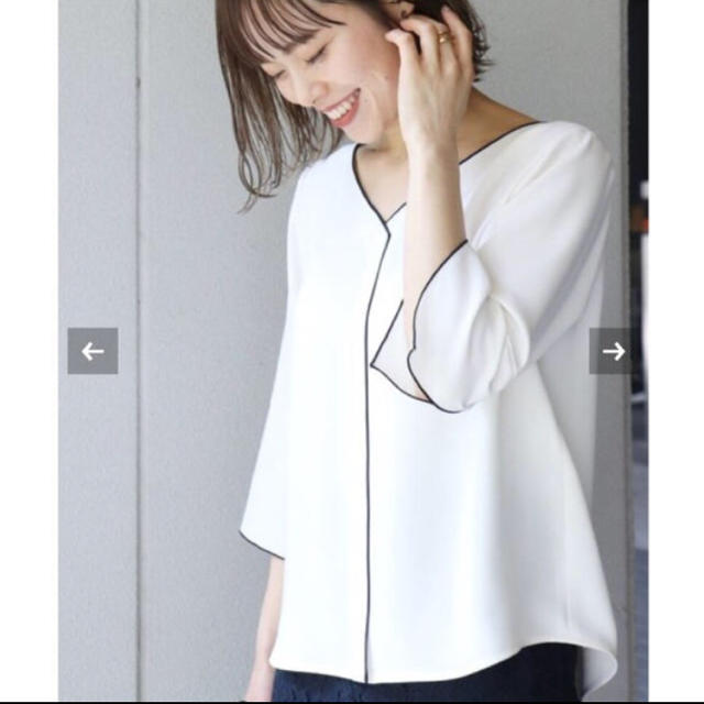 新商品!】 Noble バイカラーメローステッチ七分袖ブラウス - www
