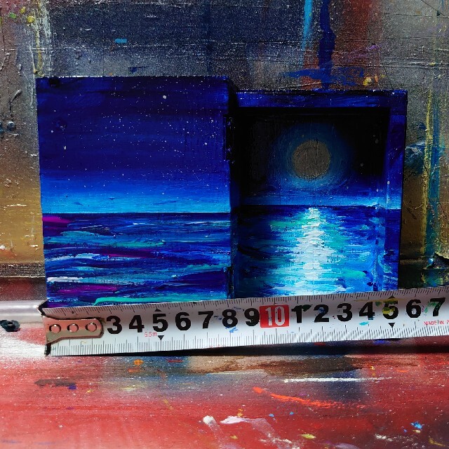 油絵 絵画 ブックボックス【夜の海】