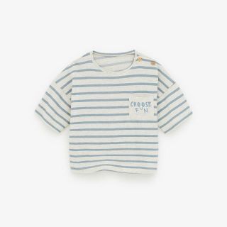 ザラキッズ(ZARA KIDS)の【ZARA baby】ザラ ベビー ラグラン半袖ボーダーTシャツ 92㎝(Tシャツ/カットソー)