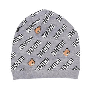 モスキーノ(MOSCHINO)のモスキーノ　ロゴ　ニット帽　グレー(ニット帽/ビーニー)