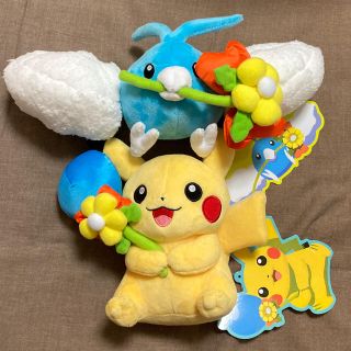 ポケモン(ポケモン)の【新品未使用】ピカチュウ&チルット ぬいぐるみ メガトウキョーR(ぬいぐるみ)