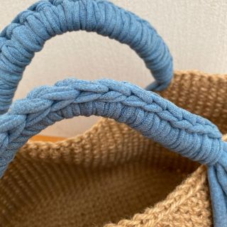 麻ひもバッグ2way仕様☆ブルーメランジ 麻ひもバッグ2way仕様☆ブルーメランジ