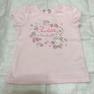 マザウェイズ(motherways)の110cm  Tシャツ　薄ピンク　うさぎ　リボン　花　いちご　マザウェイズ(Tシャツ/カットソー)