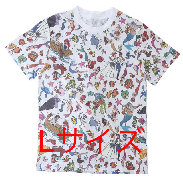 Disney(ディズニー)のリトルマーメイド 総柄 オールスターTシャツ Lサイズ レディースのトップス(Tシャツ(半袖/袖なし))の商品写真