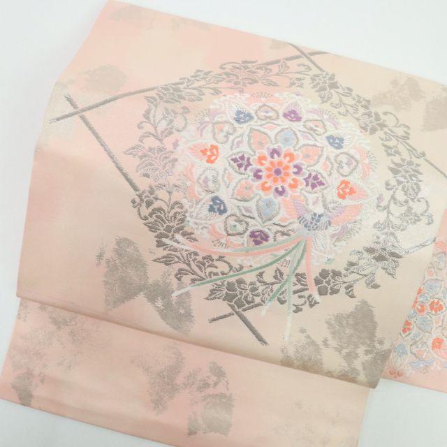 名古屋帯 花唐草に鳳凰模様 菱 お太鼓柄 ピンク 和装着物 6NM17 ...