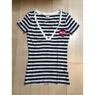 ホリスター(Hollister)のHOLLISTER ホリスターボーダーTシャツ ピンクロゴワッペン(Tシャツ(半袖/袖なし))