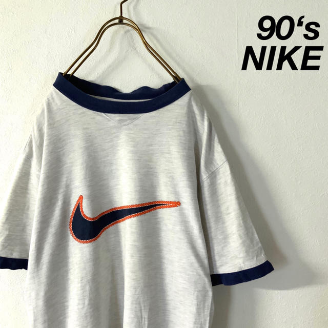 NIKE(ナイキ)の90‘s 銀タグ NIKE ナイキ ビッグスウッシュ リンガーリンガー tシャツ メンズのトップス(Tシャツ/カットソー(半袖/袖なし))の商品写真