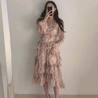 ザラ(ZARA)の☆インポート☆ペールピンクに花と鳥のモチーフがかわいいロマンティックワンピース☆(ロングワンピース/マキシワンピース)