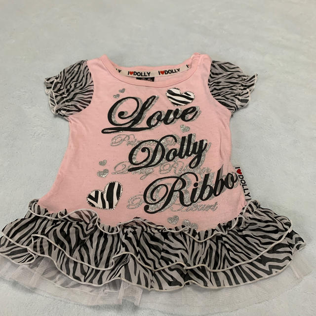 DollyRibbon💖ゼブラ柄ミニワンピ キッズ/ベビー/マタニティのキッズ服女の子用(90cm~)(ワンピース)の商品写真