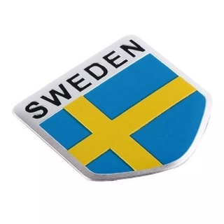 ボルボ(Volvo)のスウェーデン 国旗 アルミ エンブレム フラッグ プレート ステッカー(車外アクセサリ)