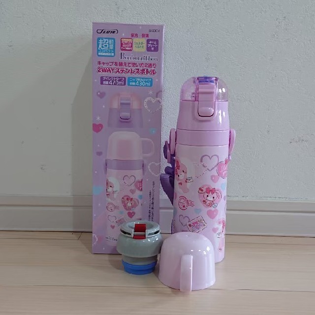 ぼんぼんりぼん(ボンボンリボン)のぼんぼんりぼん 新品 超軽量 2wayステンレスボトル 470ml キッズ/ベビー/マタニティの授乳/お食事用品(水筒)の商品写真